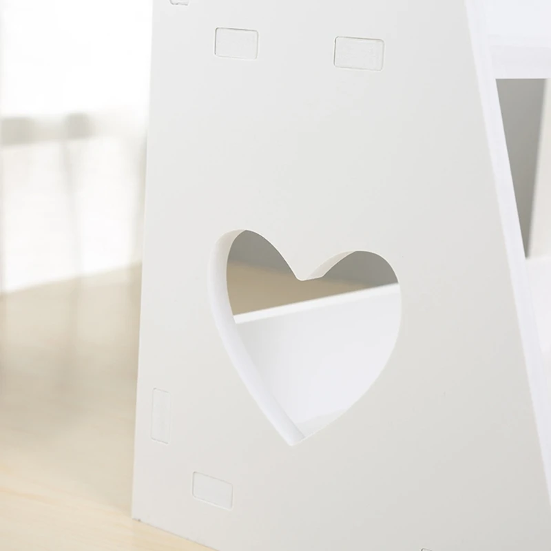 

Heart-Shaped Hollow Storage Rack Wood Desktop Organizer Display Shelf Bookcase Cosmetic Holder
