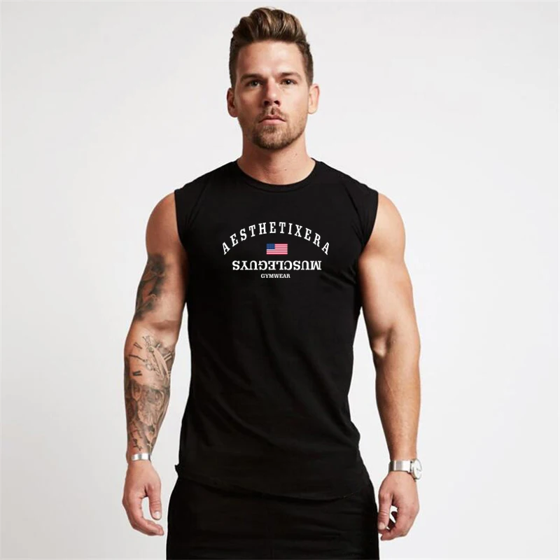 

Brand Bodybuilding Tank Top Men Workout Sleeveless Shirt Gym Stringer Singlets Fitness Clothing Compression Vest Muscle Tanktop