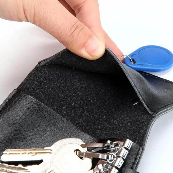 

New Key Holder Wallet Genuine Leather Unisex Solid Key Wallet Organizer Bag Car Housekeeper Wallet Card Holder TR883579