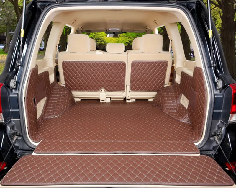 

Good quality! Full set car trunk mats for Toyota Land Cruiser 200 5 seats 2021-2007 waterproof boot carpets cargo liner mats