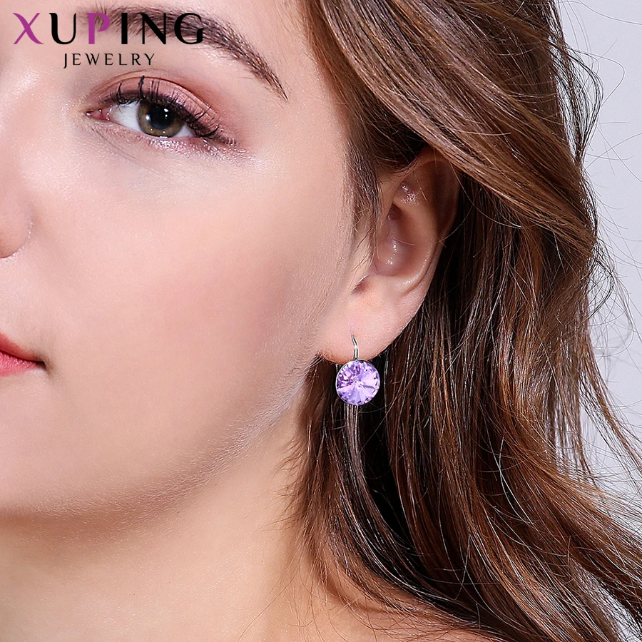 Xuping простой дизайн обручи серьги Модные Кристаллы от Swarovski Специальный стиль для