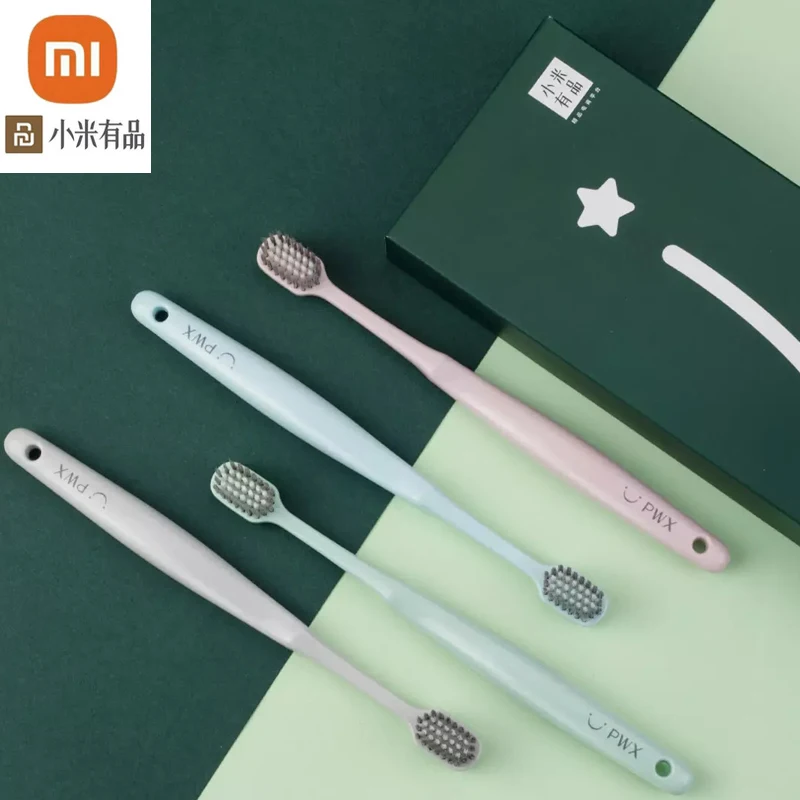 

youpin Toothbrush with wide head and fine soft bristles, the tip is as fine as 0.01 mm, 4 packs of PBT material
