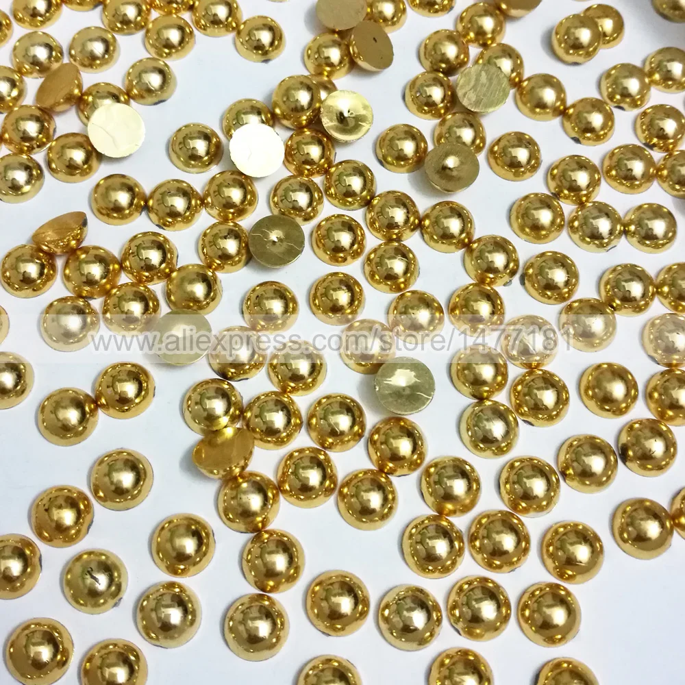 200 шт. 8 мм Металлические золотые полукруглые бусины для создания карт плоская