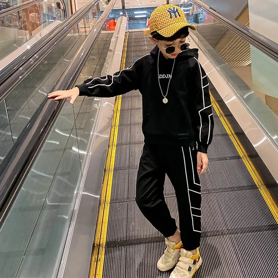 Детская одежда полосатые толстовки и штаны для мальчиков комплекты из 2