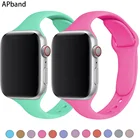 Тонкий ремешок для Apple watch band 40 мм 44 мм 38 мм 42 мм 44 мм, мягкий силиконовый браслет для наручных часов iWatch 3 4 5 se 6