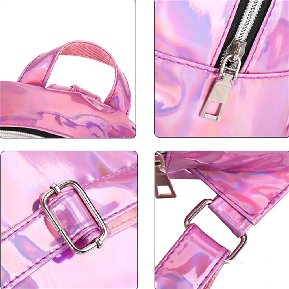 

2021 Silver Pink Fashion Laser Backpack Women Girls Bag Holographic Small Size Backpack for Teenage girls