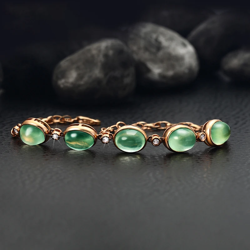 Женский браслет с натуральным изумрудом MAQ тонкий однотонный Браслет из чистого