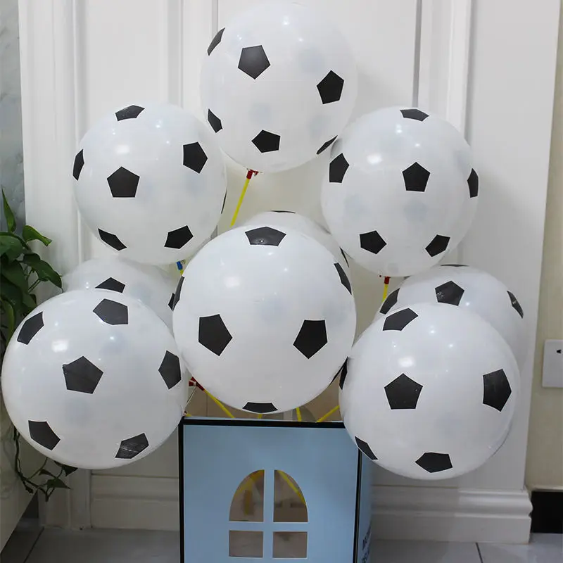50 шт./лот воздушные шары с футбольным принтом высококачественные круглые белые