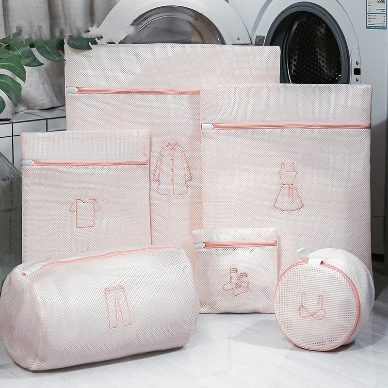 

3 Colors Laundry Bag Six Piece Set Embroidery Polyester Mesh Household Machine Wash Bag Bra Bag Anti-winding Anti-deformation