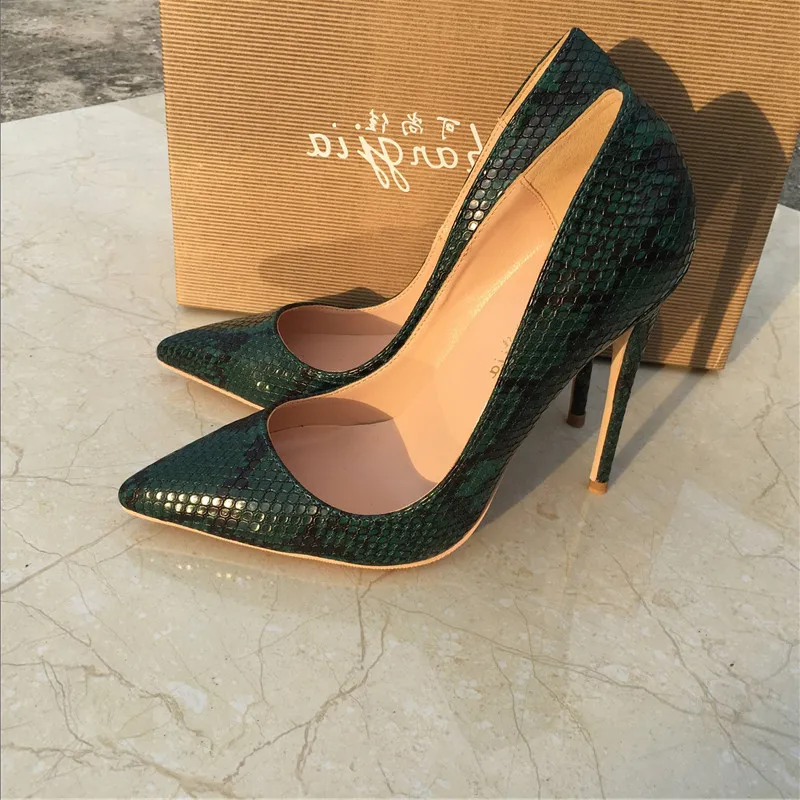 

New Fashion free shipping green python snake Poined Toes Stiletto Heel high heels shoes pump HIGH-HEELED SHOES dress shoe