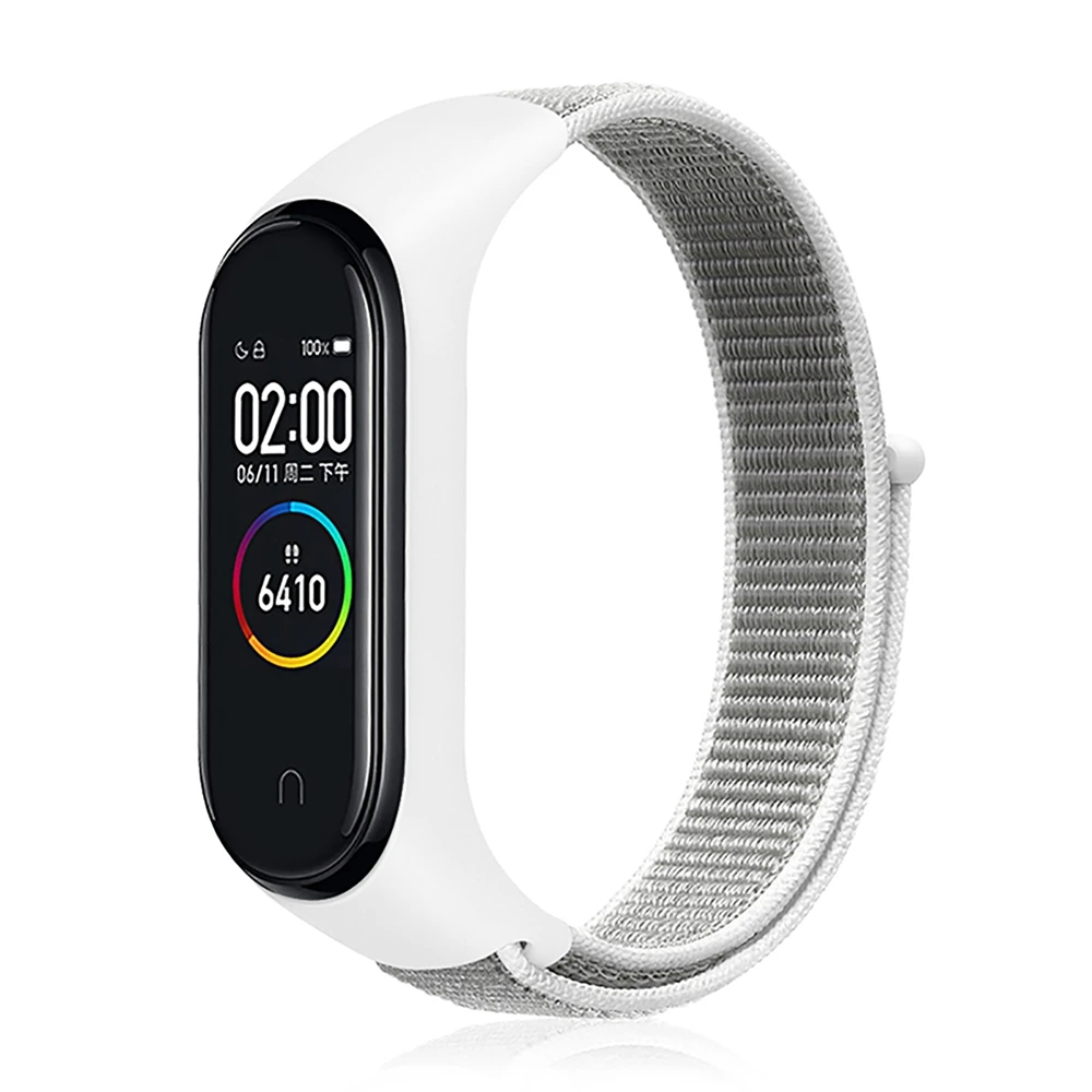 Нейлоновый ремешок-петля для Xiaomi mi Band 4 3, умный сменный Браслет, спортивные аксессуары для mi band 4 3 Globa NFC mi 4 3 - Цвет: White