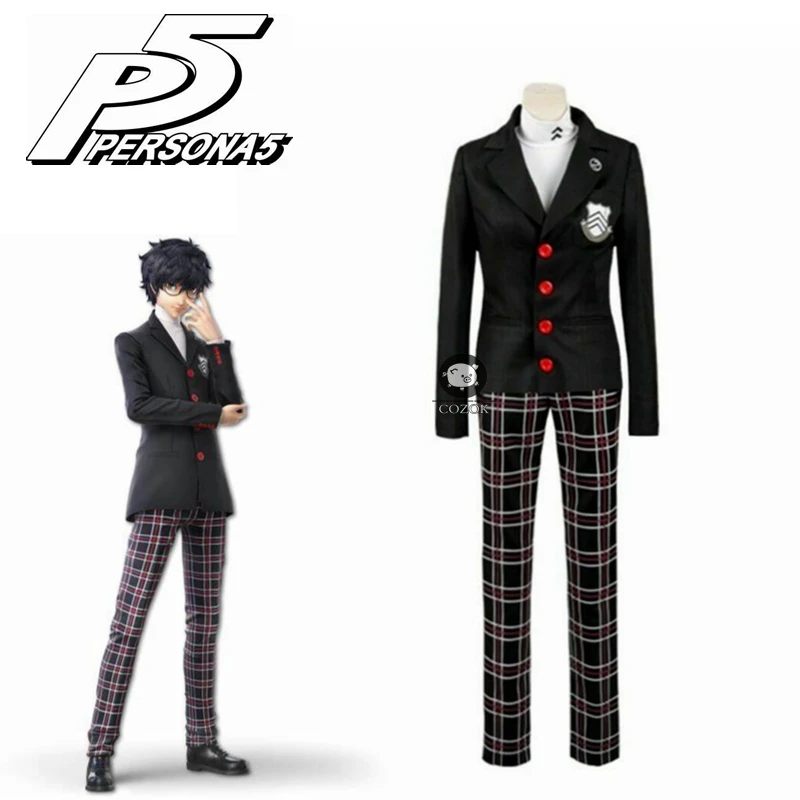 

Game Persona 5 Akira Kurusu Cosplay Costume P5 Ren Amamiya Full Set School Uniform Mens Suits Halloween Unisex