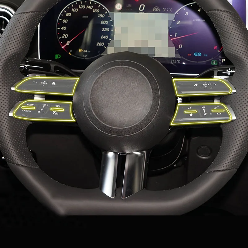 

Кнопка переключателя рулевого колеса, отделка, наклейка на крышку для Mercedes Benz Class-C C260L 2022, Прозрачная женская Защита от царапин