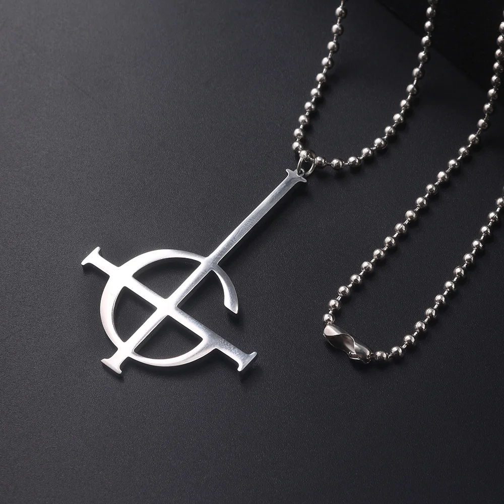 Ожерелье из нержавеющей стали с крестом призраком без имени для женщин и мужчин