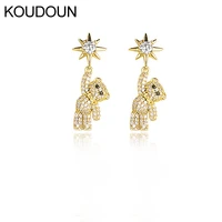 fashion full diamond bear new cute earrings japanese and korean fun earrings female simple small exquisite earrings