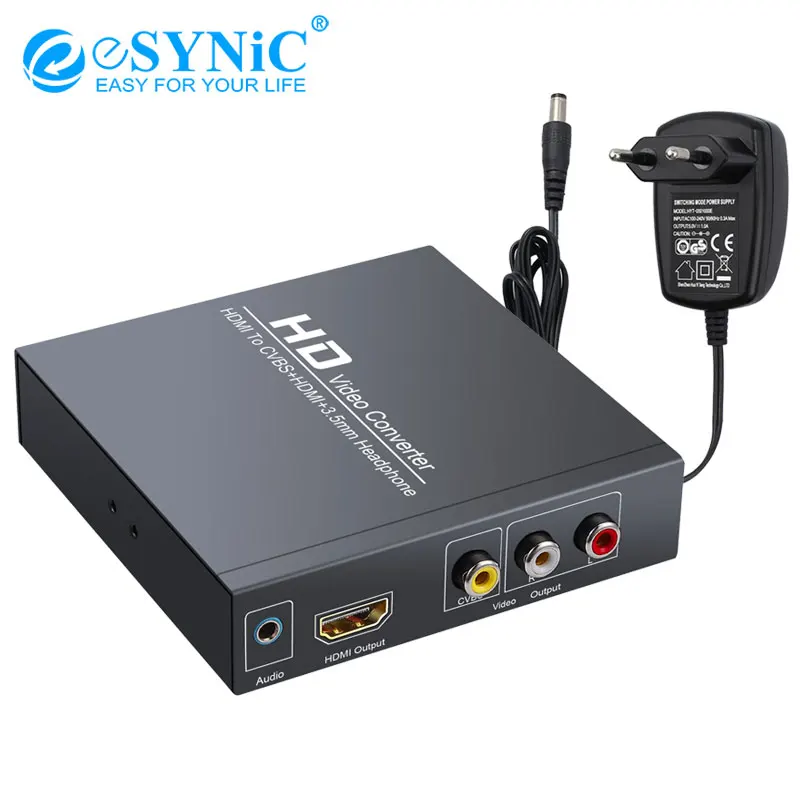 Преобразователь Аудио и видео eSYNiC CVBS AV HDMI совместимый с + адаптер для наушников 3 5