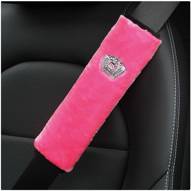 

Модный автомобильный ремень безопасности чехлы для привязных ремней милые плюшевые домашние тапочки с украшением в виде кристаллов Стразы...