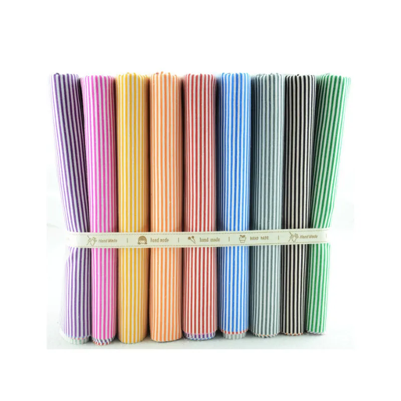 Cotton Fabric 9 Colors Assorted Stripes Fat Quarter Bundle for Quilting Patchwork Needlework Tilda Scrapbooking 50cmx50cm W3B5 9|fat quarter