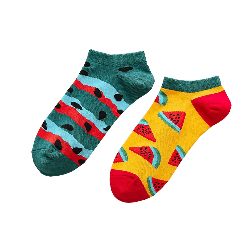 Летние тонкие хлопковые носки для девочек женские с принтом фруктов Необычные