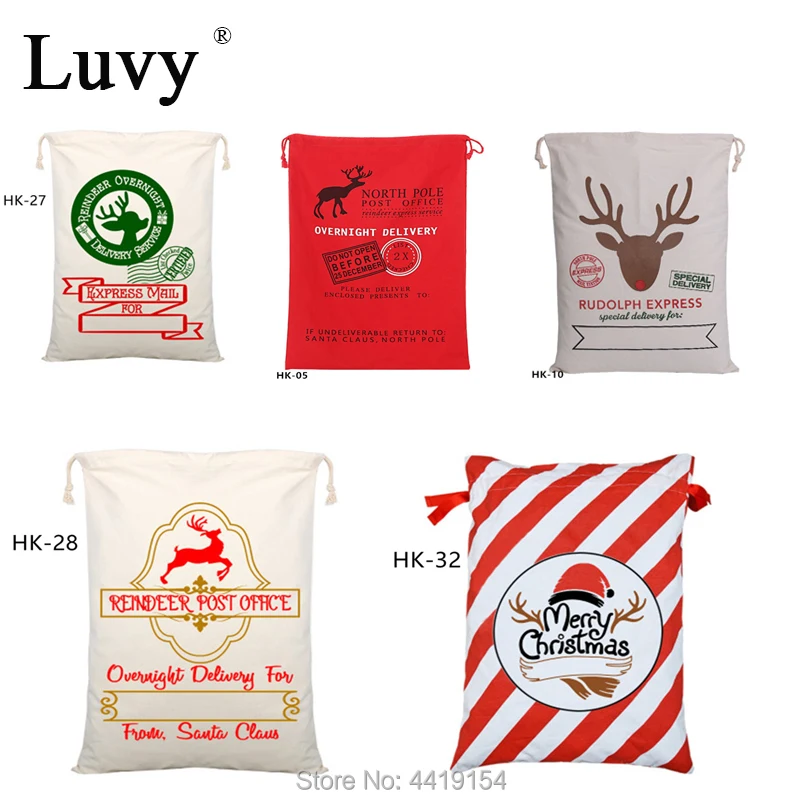 Luvy холщовые мешки на шнурке Санта Клауса 50 шт./лот рождественский подарок