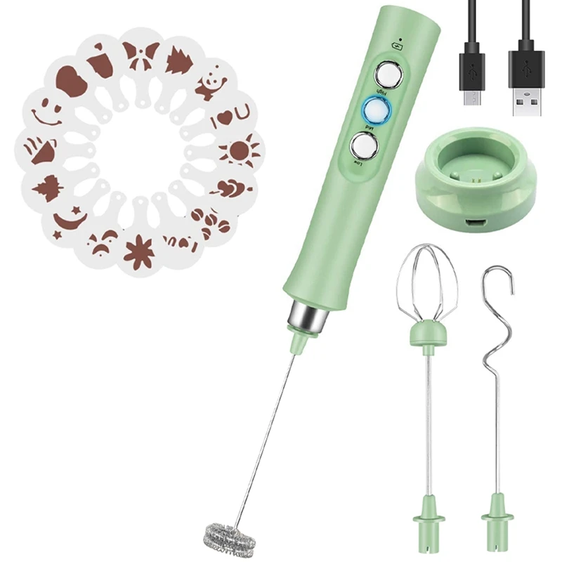 

Electric Milk Frother, Handheld Rechargeable 3 Speed Adjustable Mini Coffee Frother Whisk for Latte, Cappuccino, Coffee