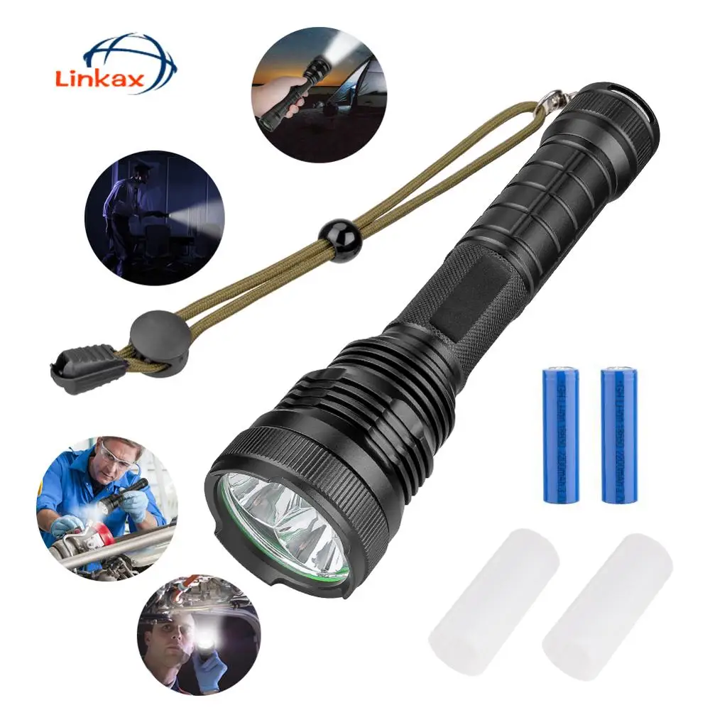 

3 шт P50 ультра яркий светодиодный фонасветильник, тактический 18650 ручной светильник с батарейным питанием и шнурком для наружного ночного св...