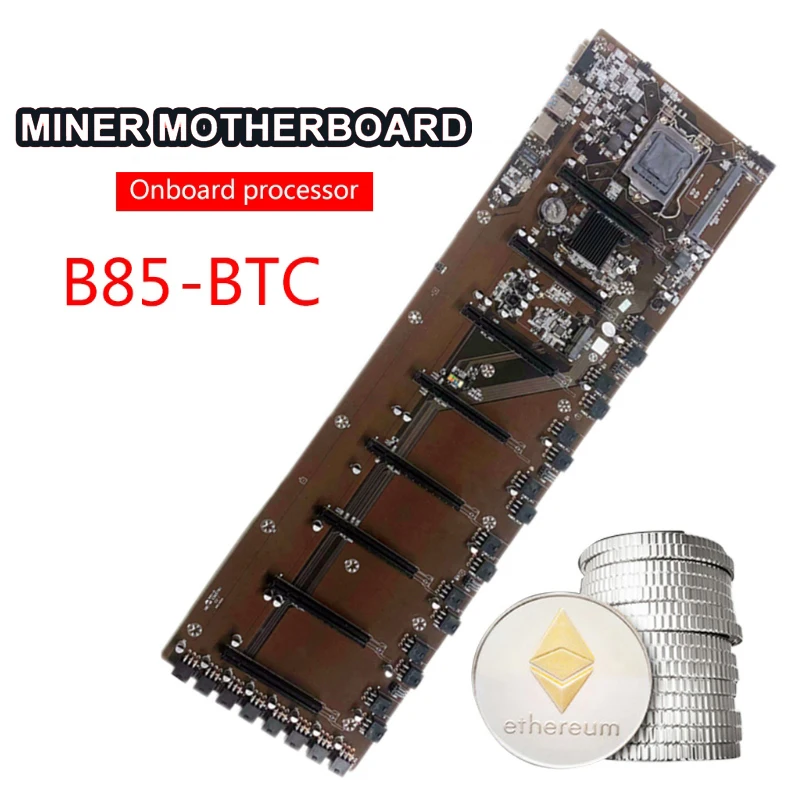 Материнская плата B85 для майнинга 8 PCIE 16X слот видеокарты DDR3 ГБ материнская LGA 1155 ETH