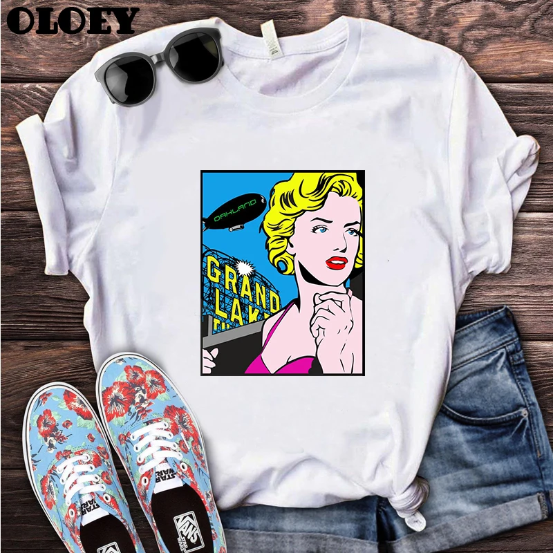 

A Smile is The Best Makeup A Girl Could Wear T shirt Women Sexy Marilyn Monroe Smile T-shirts Fashion Female Clothes Streetwear
