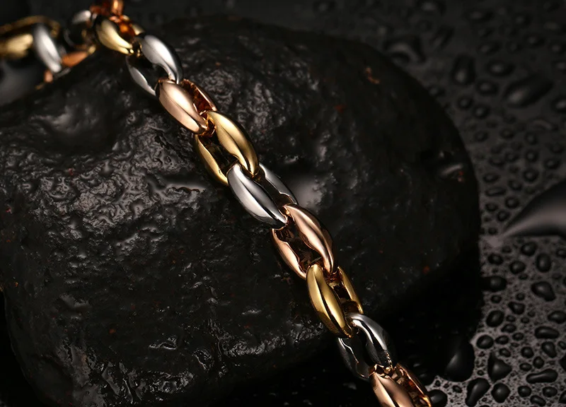 

QWC stainless steel CHN9 bangle hot sell popular bracelet man single steel material Unhusked rice chain