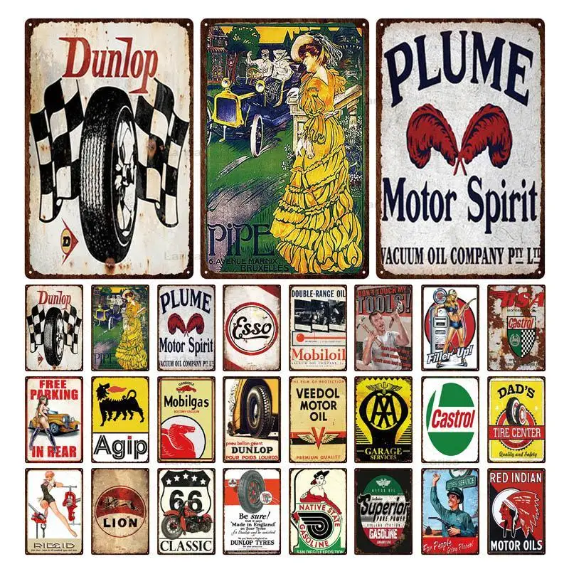 

Металлические оловянные знаки, мотоциклы, шины, металлическая живопись, автомобильный мотор, масло и бензин, гаражный путь 66, художественны...