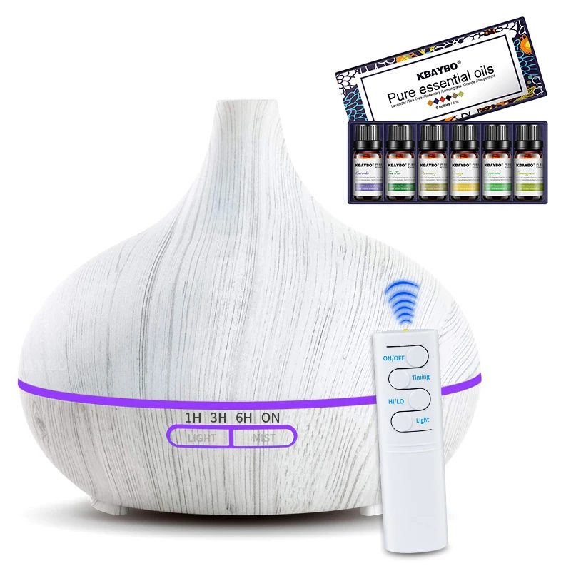 

550ml Essential Oil Diffuser Ultrasonic Air Humidifier with White Grain LED Lights Cool Mist for Office Home