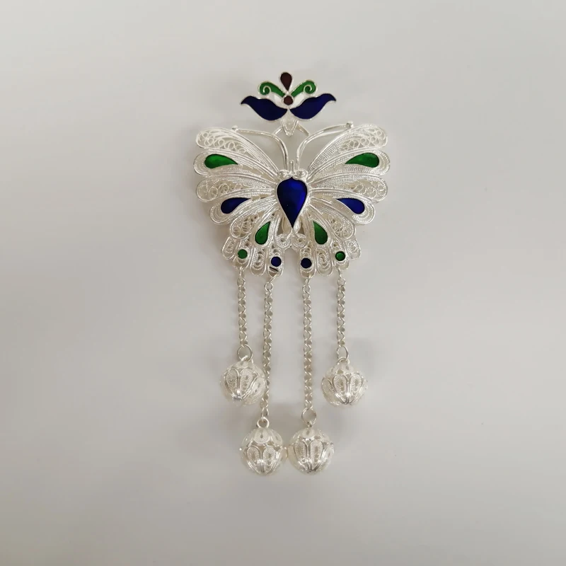 Женский кулон в виде бабочки из серебра 999 пробы с эмалью|Подвески| |