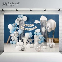 mehofond boy 1st birthday background photography newborn cake smash portrait balloon star blue backdrop photo studio photocall