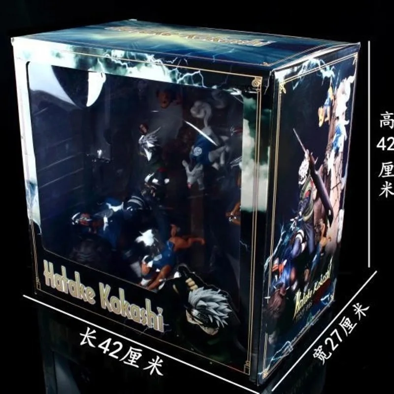 

37CM Anime Action Figure Six Generations Ninja Dog Hatake Kakashi Battle Ver GK Statue PVC Sasuke Collection Model Toy Doll Gift
