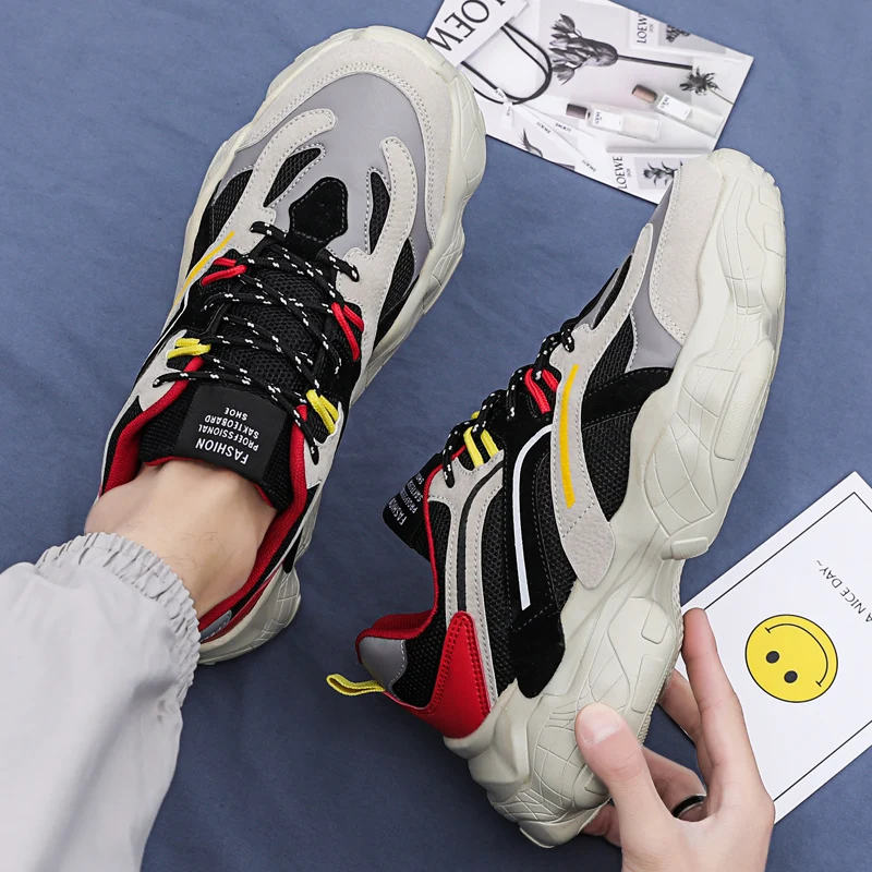 

Fashion Men's Sneakers Breathable Mesh Hard-Wearing Light Casual Shoes Summer Comfortable Lace-up Sweat-Absorbent Running Shoes