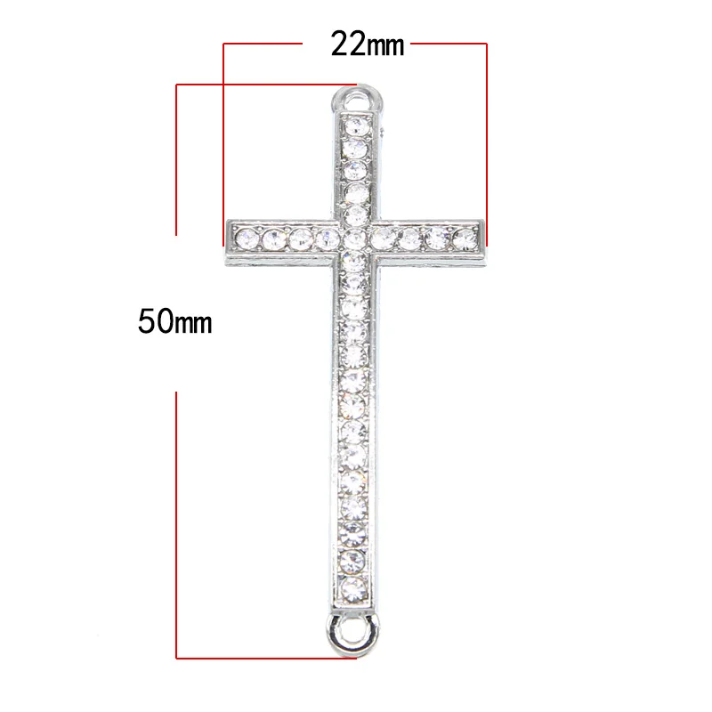 6 шт./лот посеребренные коннекторы с кристаллом Крест Иисуса для изготовления