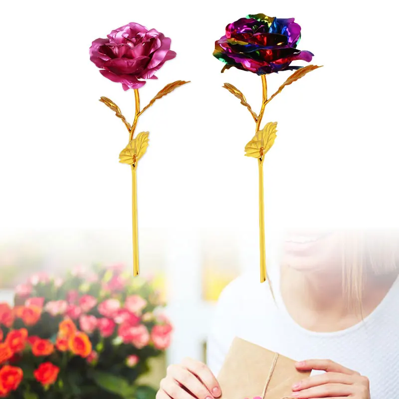 Романтическая роза цветок с покрытыем цвета чистого 24 каратного Фольга