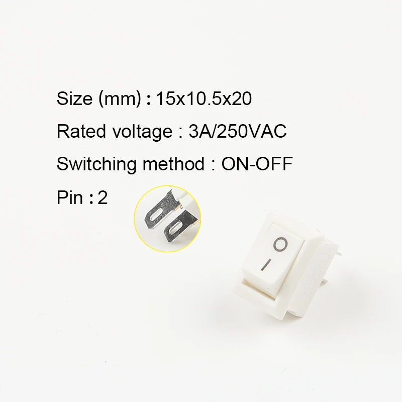Кнопочный переключатель KCD11 10 шт./лот 2 контакта 10x15 мм SPST 3A 250 В AC|Выключатели| |