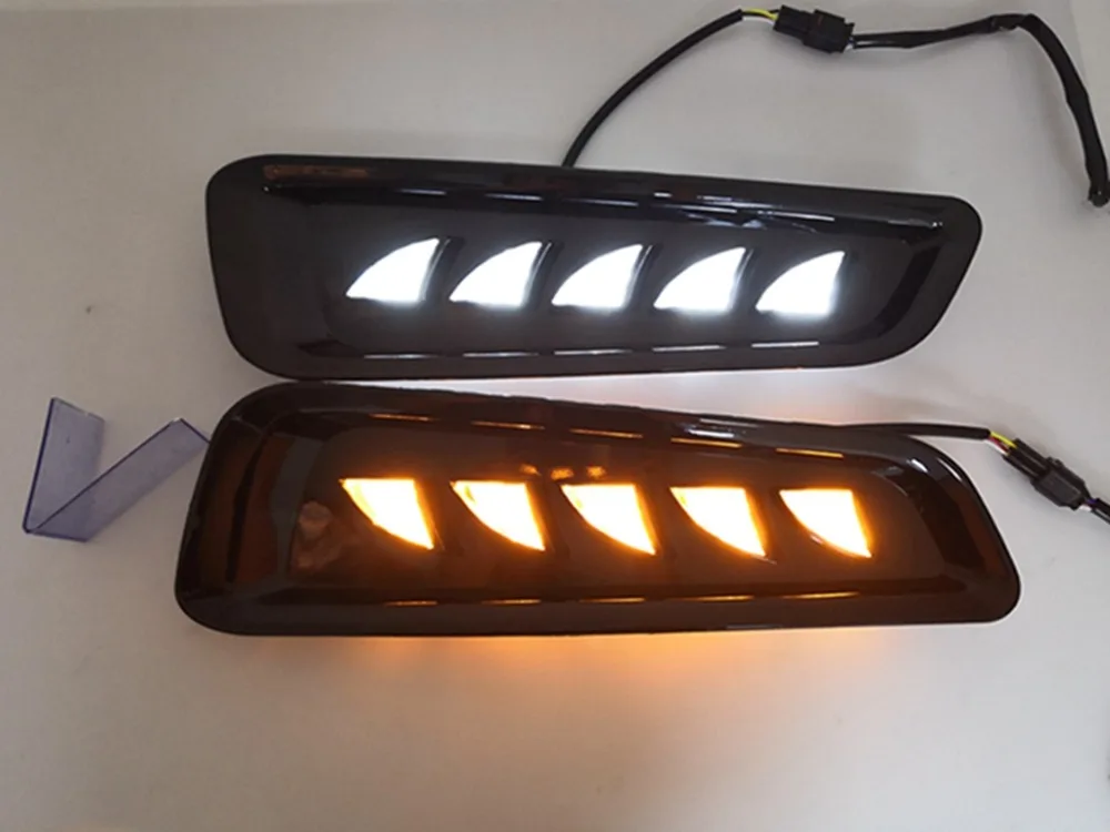 2 шт. DRL светодиодный дневные ходовые огни Противотуманные фары для Ford Raptor SVT F150 с сигналом поворота желтый стиль реле