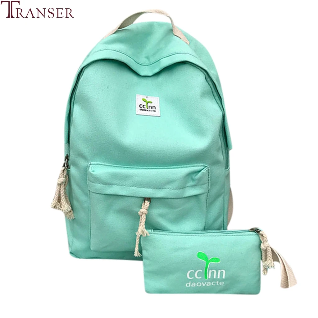 Повседневный женский рюкзак Transer 2 шт. школьные сумки чехол для карандашей