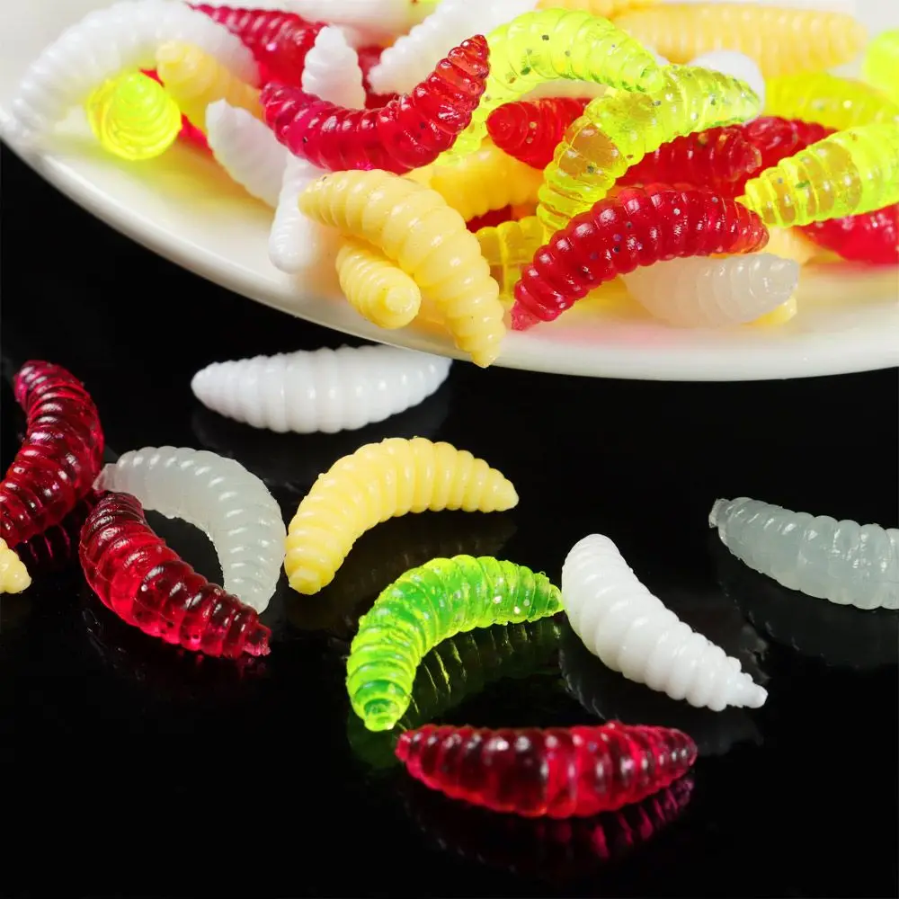 

100Pcs 24cm Smell Worms Simulation Jig Head Bait Maggot Gru Bread Bug Fishing Lures Worm Maggot
