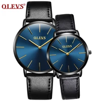olevs luxury couples quartz watch wristwatch for women men 30m water resistant leather strap