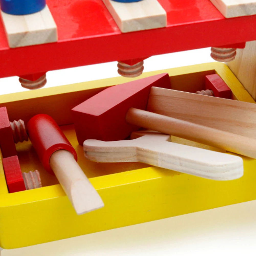 

Wooden Screwdriver Work Bench Tool Set Scale Kit Engineer Gift Pretend Play Wrench Educational Children Kid Toy