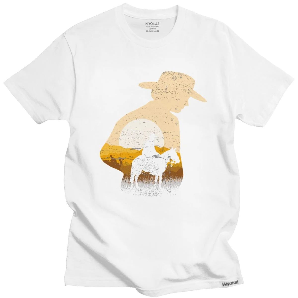 

Cowboy Sunset Horse Riding T Shirt for Men Lycra Stylish T-shirt O-neck Short Sleeves Equestrian Rider Tee Tops Clothing