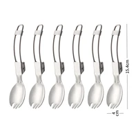 6 pc set of salad spoon fork silver 304 stainless steel salad server european style salad cutlery set kitchen tool accessories