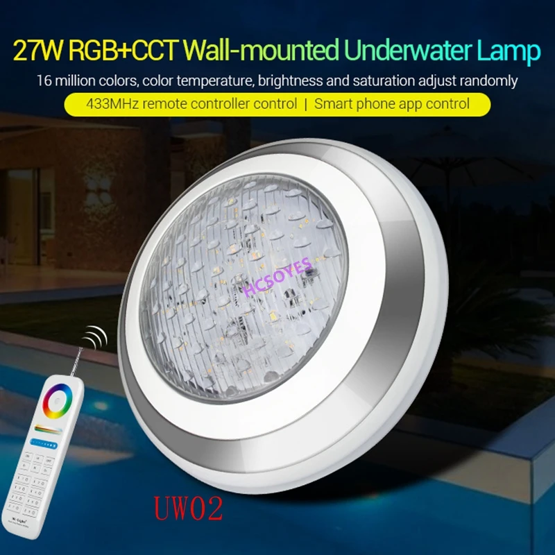 Milight FUT086/WL 433/UW01/UW02/UW03/PW01 IP68 Подводный 9 Вт/15 Вт/27 Вт RGB + CCT настенный подводный