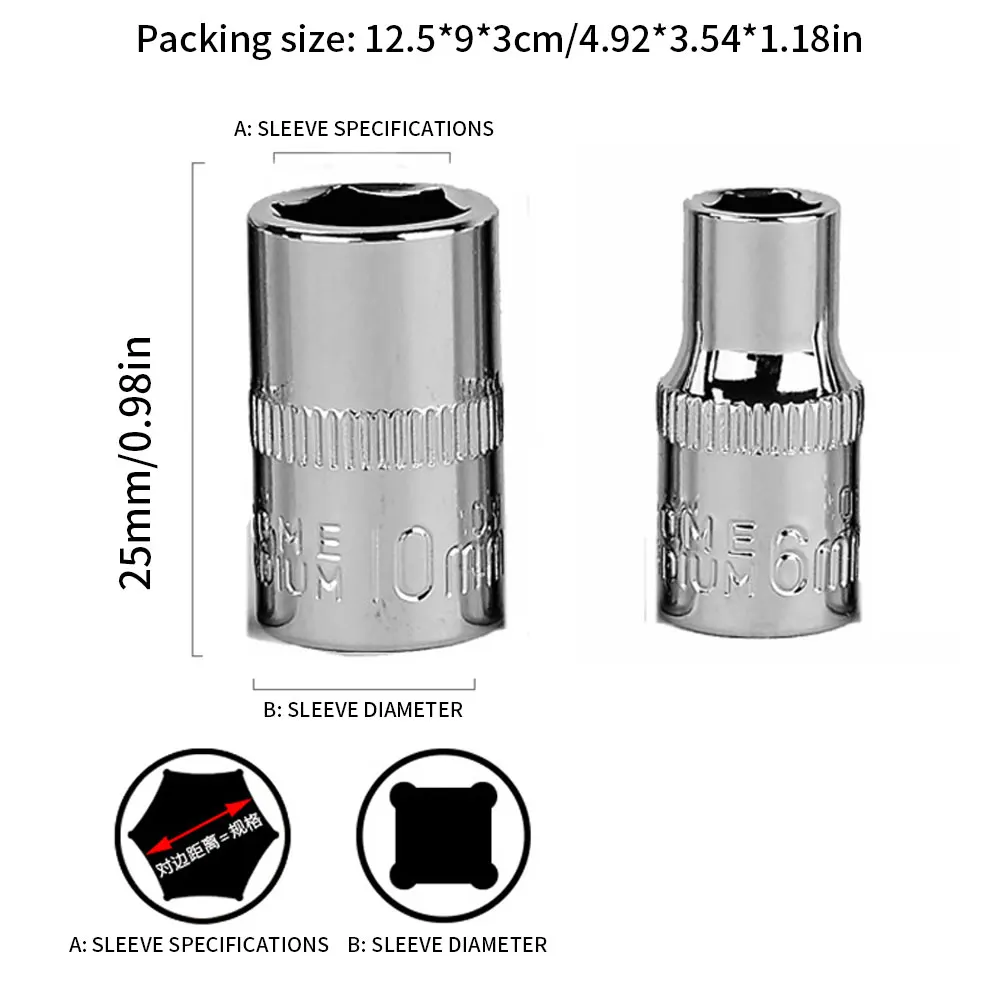 

Hexagon Socket Sleeve Nozzle Nut Wrench Set Screwdriver Set 4-14MM 1/4 '' Head Hex Wrench Short Hex Key Hand Tool Kit 13PCS