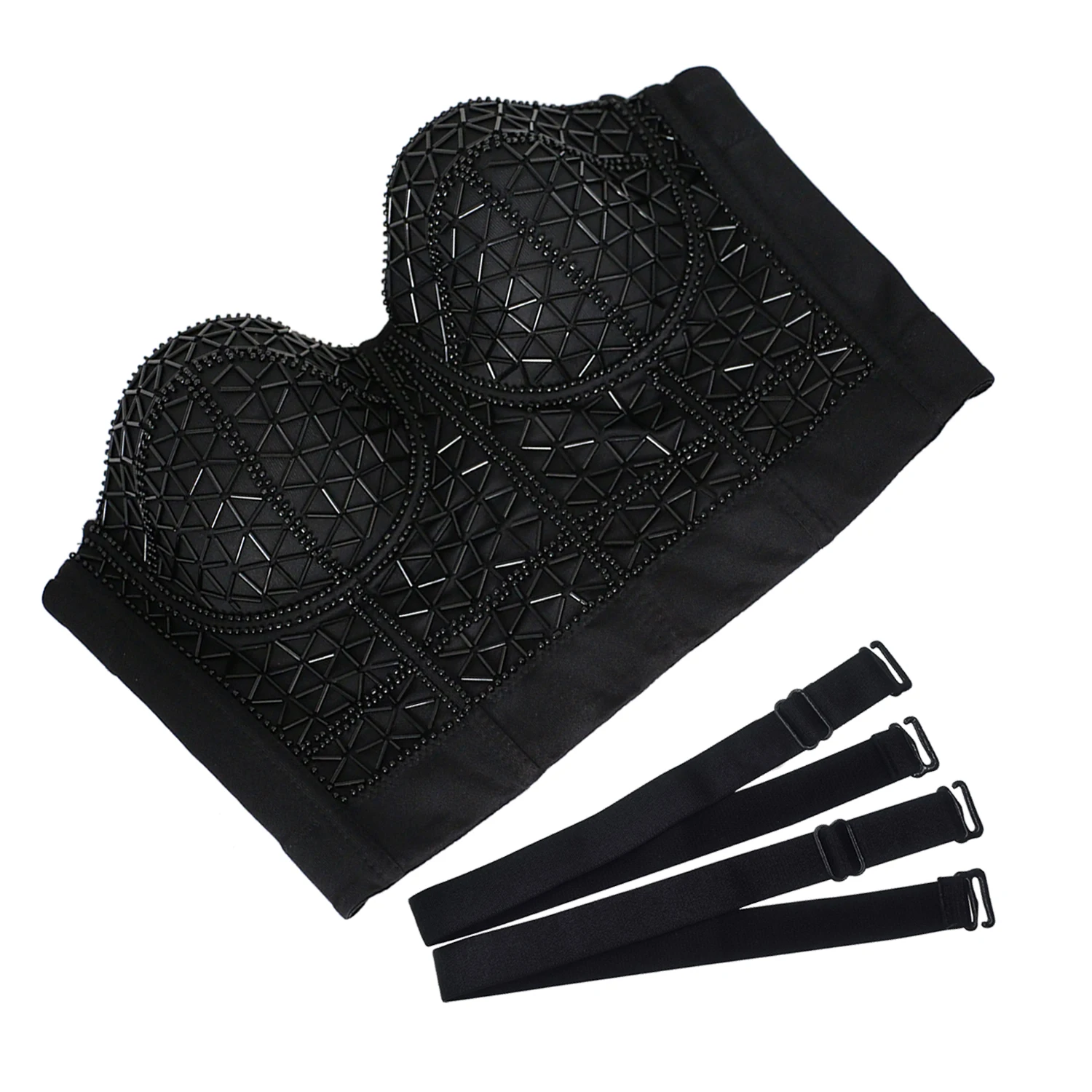 Женские Стразы бисера Бюстье укороченный топ белый черный корсет с пуш ап