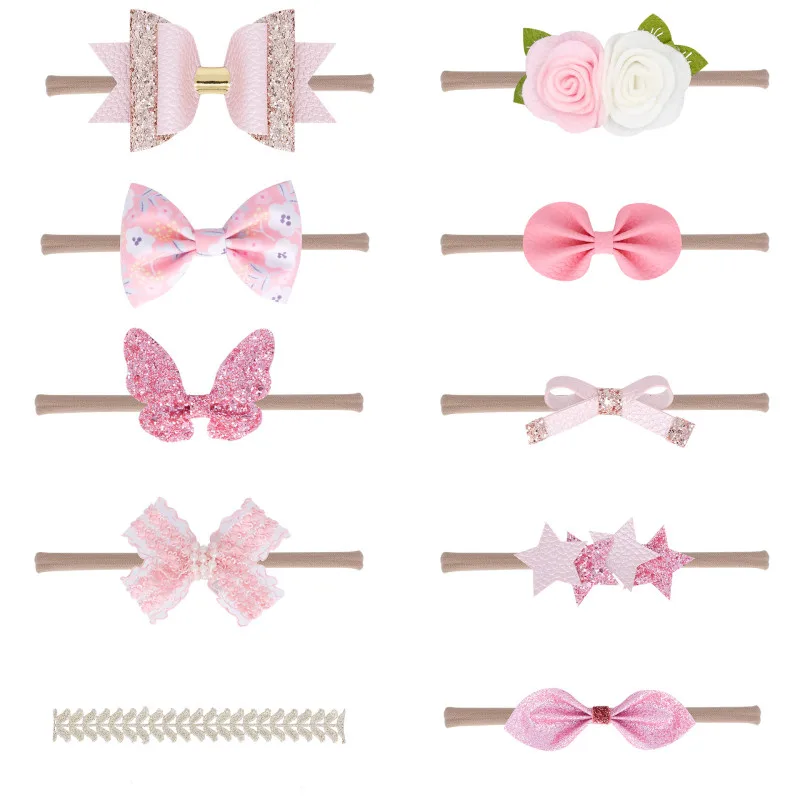 

Повязка на голову детская кожаная, с бабочками, 10 шт./лот