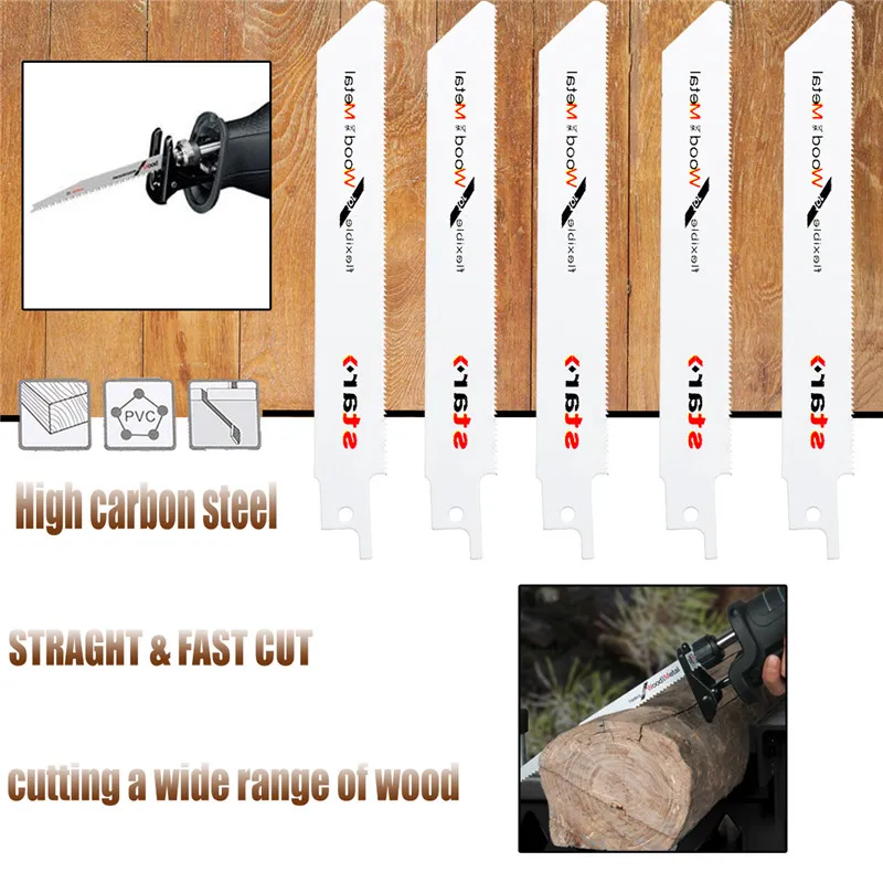 

5Pcs/Set 140mm High Carbon Steel Reciprocating Sabre Saw Blades Clean Saw Blades For Bosch Hitachi Flex Makita Metab Skil